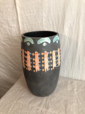 Hand-Painted Colorful Ceramic Vase Tall