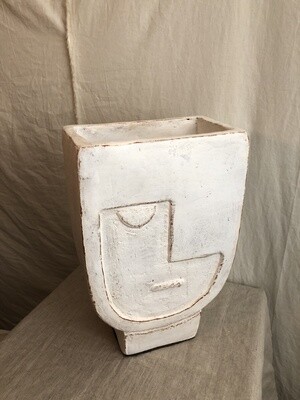 Antique White Terracotta Face Vase