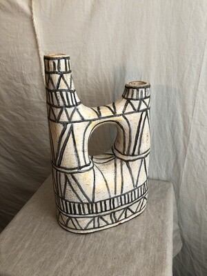 Black &amp; White Double Chimney Terracotta Vessel