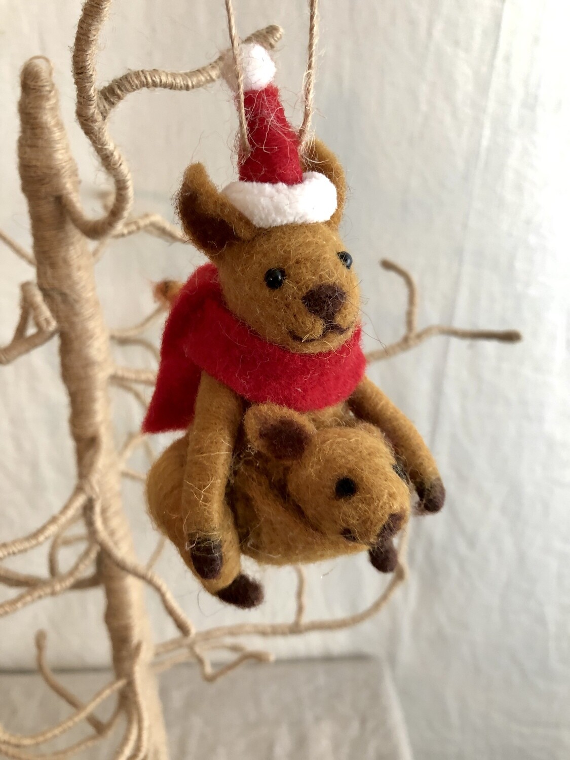 Felt Kangaroo w/Baby Ornament Felt Kangaroo w/Baby Ornament