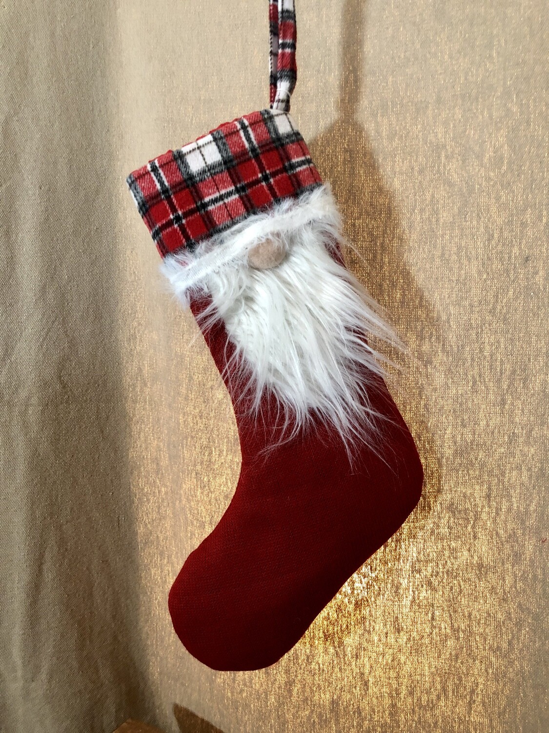 Santa Plaid Stocking RE/WH 20" Santa Plaid Stocking RE/WH 20"