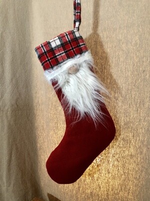 Santa Plaid Stocking RE/WH 20" Santa Plaid Stocking RE/WH 20"