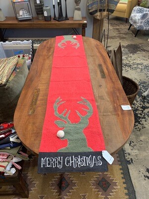 Merry Xmas Reindeer Table Runner 72&quot;