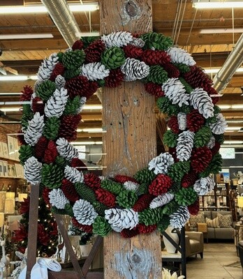 Pinecone Wreath RE/GR 30" Pinecone Wreath RE/GR 30"