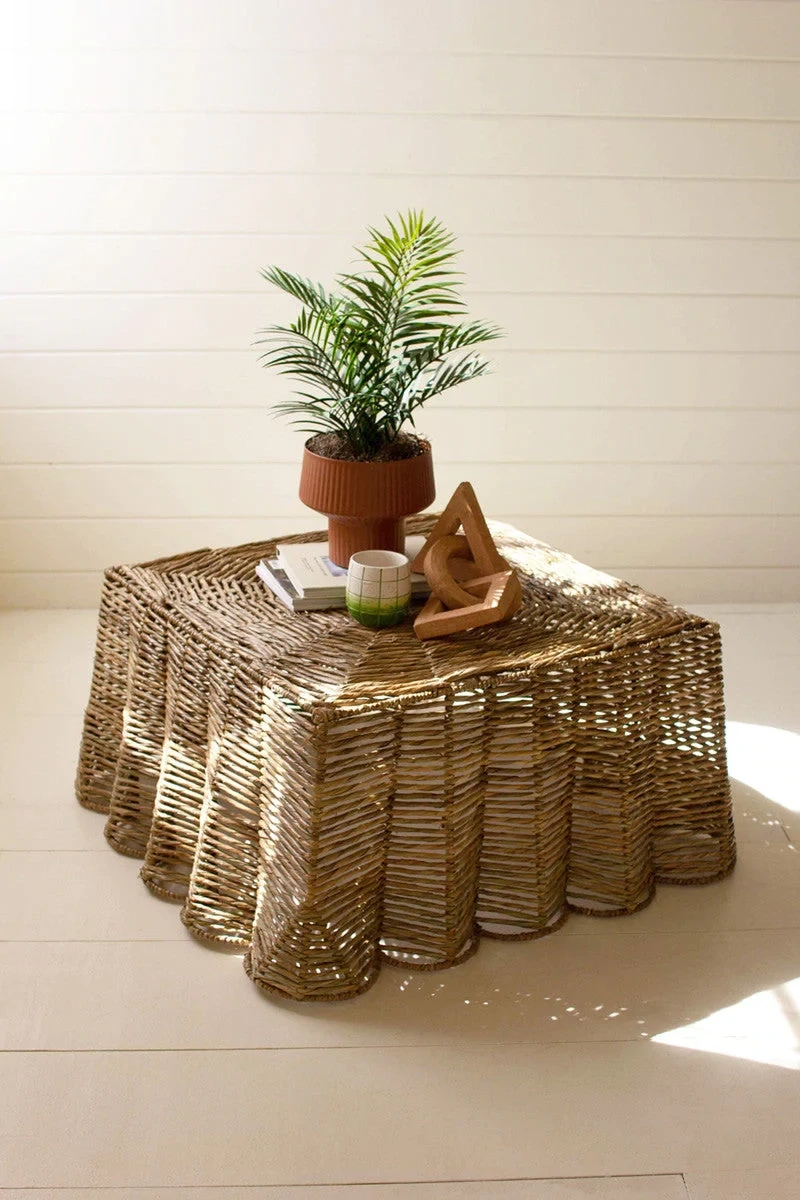 Woven Square Seagrass Ripple Coffee Table