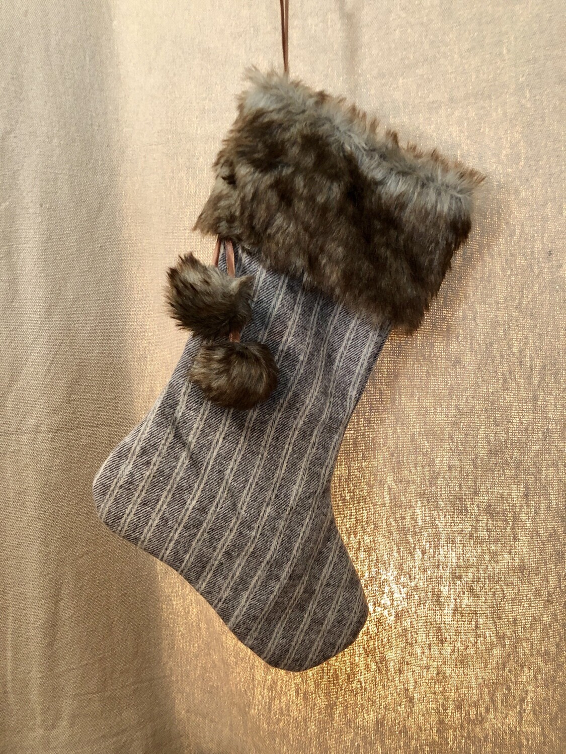 Faux Fur Stocking Brown Stripe