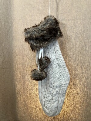 Faux Fur Stocking Cream Knit Faux Fur Stocking Cream Knit
