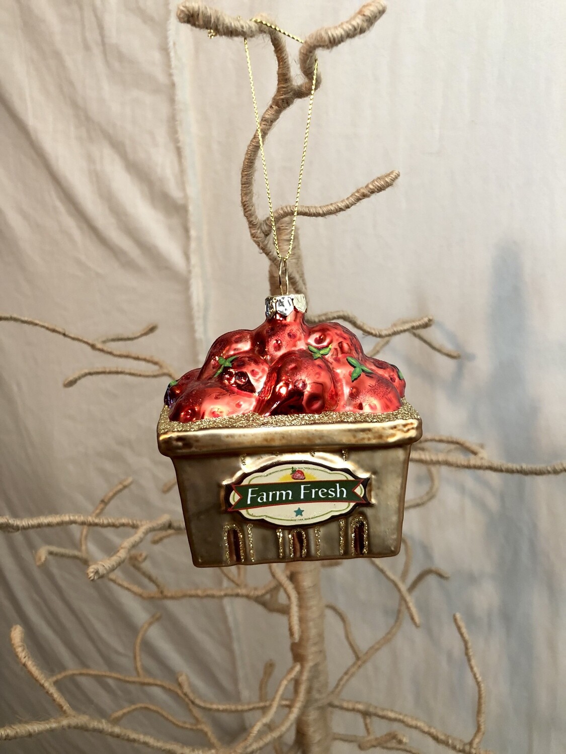 Farm Fresh Strawberries Glass Ornament