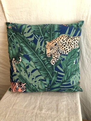 Green Leaves Tiger Print Pillow