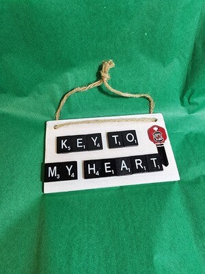 Key to My Heart Medium Wall Plaque 6&quot;L x 3.5&quot;H