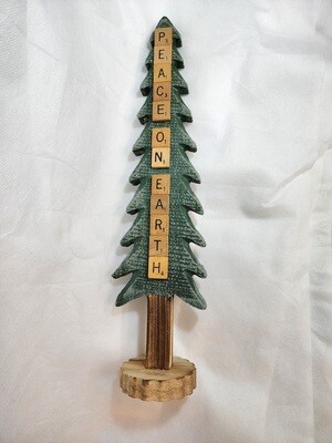 Peace on Earth Wooden Tree 4&quot;L x 15&quot;H