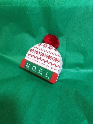 Noel Scrabble Wooden Hat 4&quot;L x 4&quot;H
