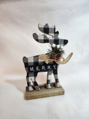 Merry Scrabble Wooden Reindeer 5.5&quot;L x 8.5&quot;H