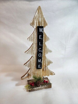Welcome Scrabble Tree 5&quot;L x 10.5&quot;H