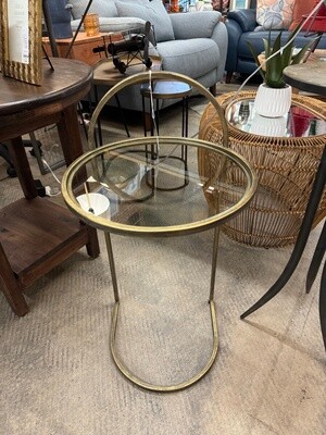Antique Gold Side Table w/Glass Top