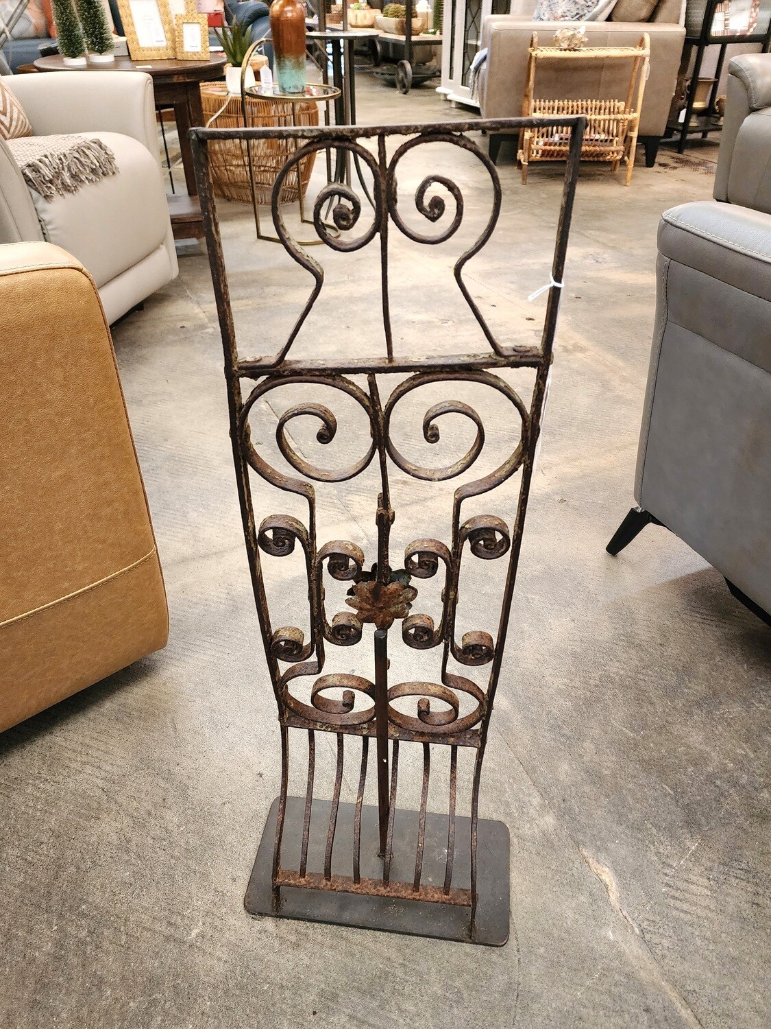 Repurposed Iron Grilles W/Stand-Lg-Dark