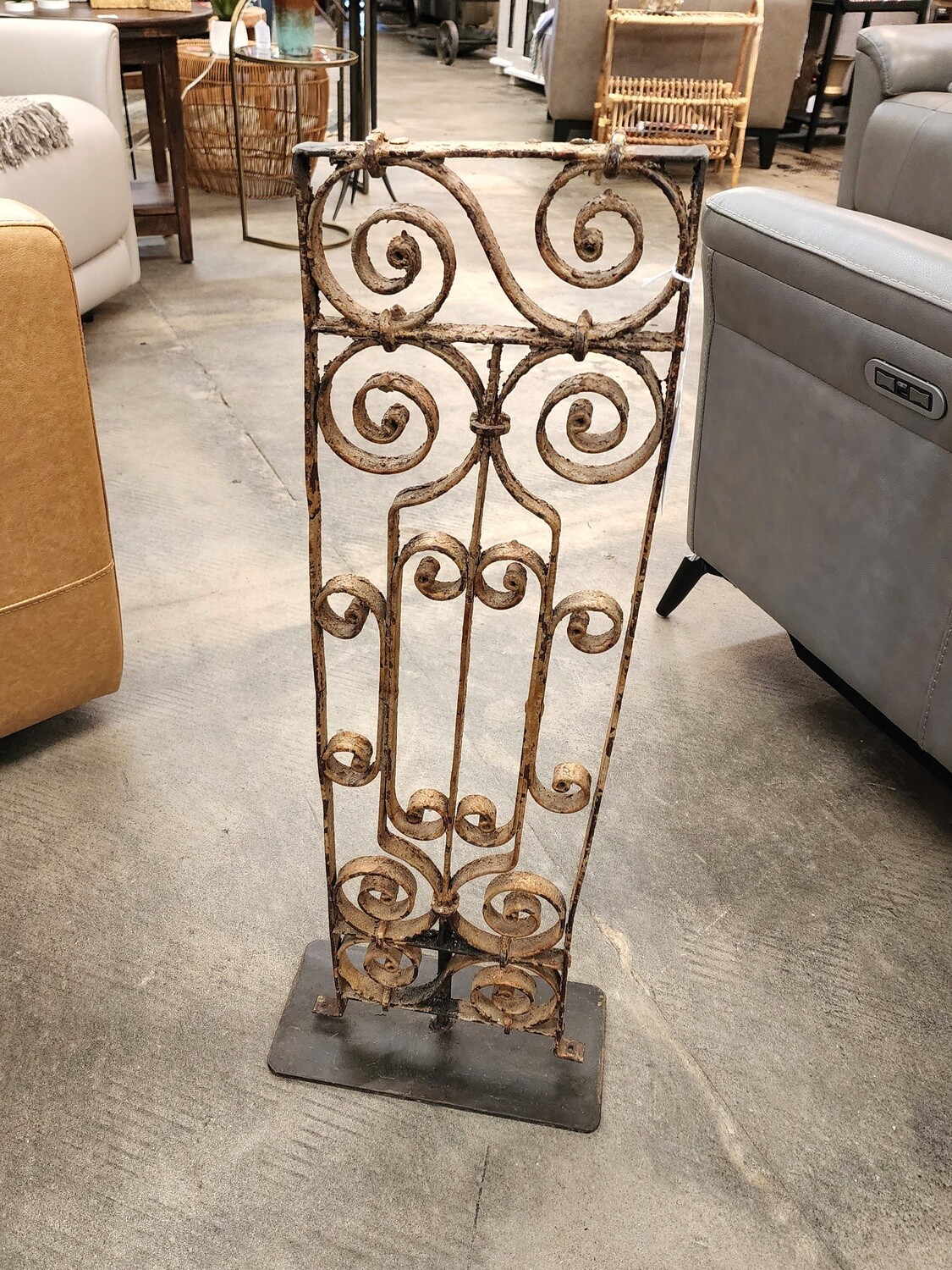 Repurposed Iron Grilles W/Stand-Lg-Light Repurposed Iron Grilles W/Stand-Lg-Light