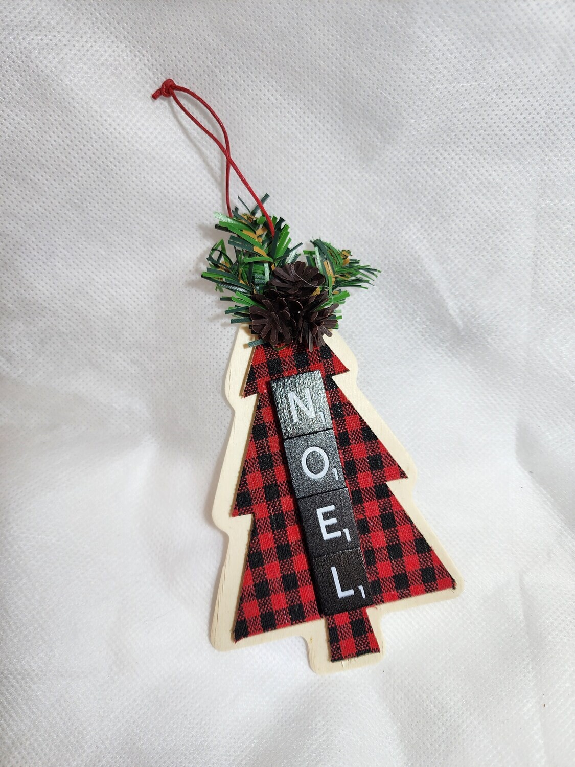 Noel Plaid Tree Ornament 4&quot;L x 6&quot;H