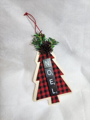 Noel Plaid Tree Ornament 4&quot;L x 6&quot;H
