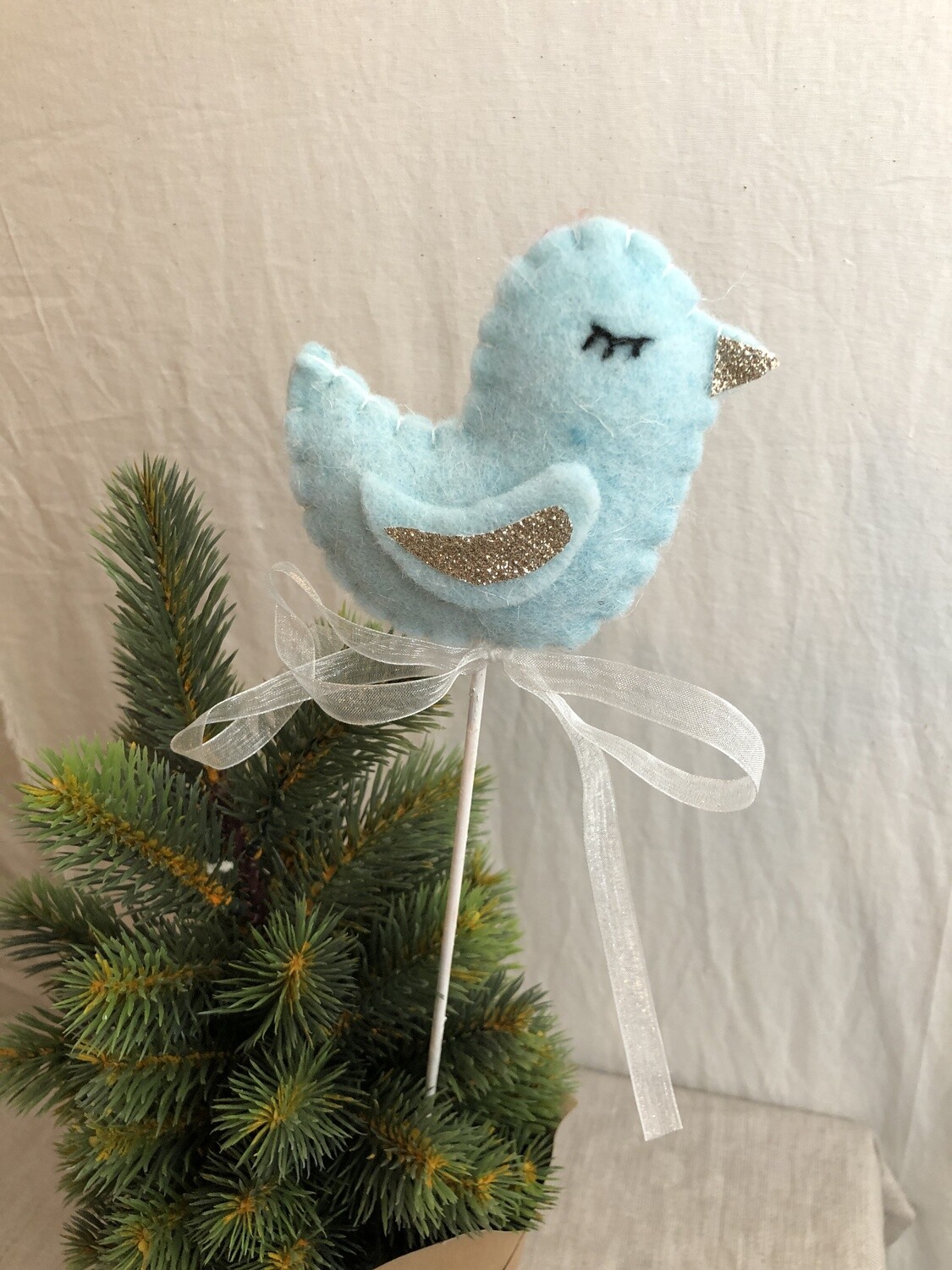 Blue/Gold Glitter Bird Pick Blue/Gold Glitter Bird Pick