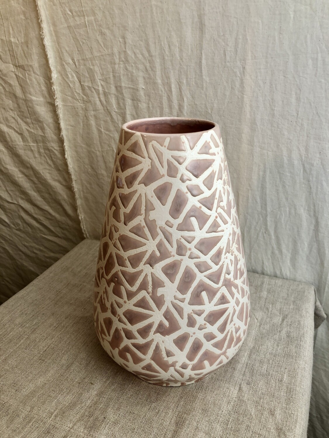 Dusty Pink & Cream Vase 11"T Dusty Pink & Cream Vase 11"T