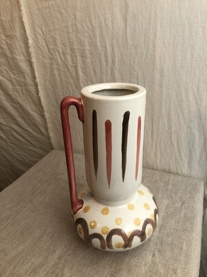 White Colorful Stoneware Vase 10&quot;T
