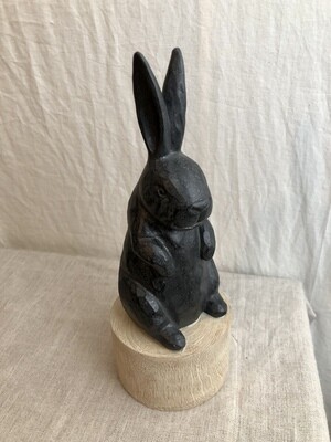 Bunny Black on Wood Stand 10.5&quot;