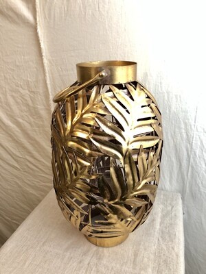 Palm Leaf Lantern w/Candleholder 16.14&quot;