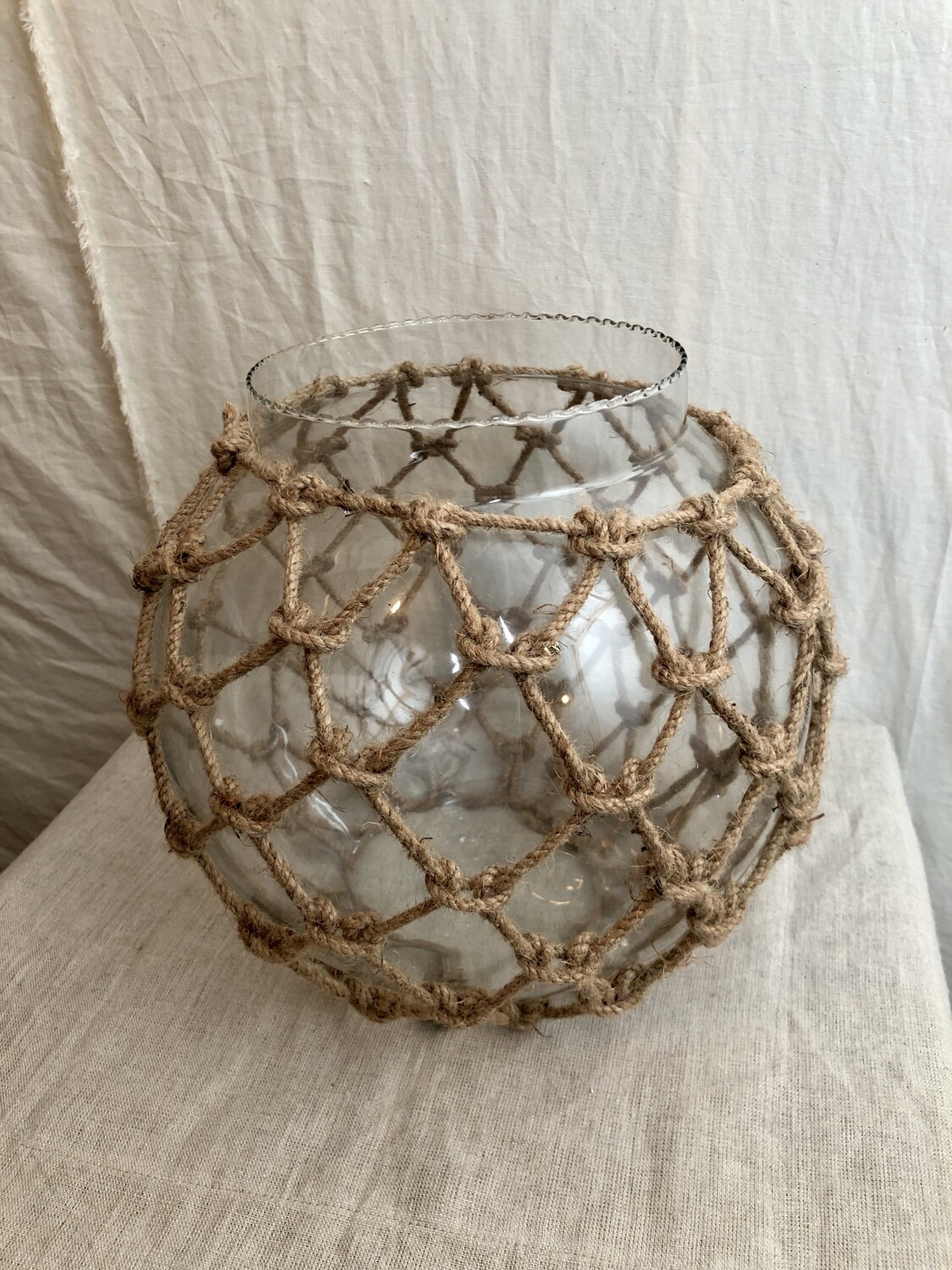 Glass Lantern w/Rope 9.2"H 10"D Glass Lantern w/Rope 9.2"H 10"D