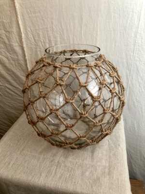 Glass Lantern w/Rope 11.5"H 12"D
