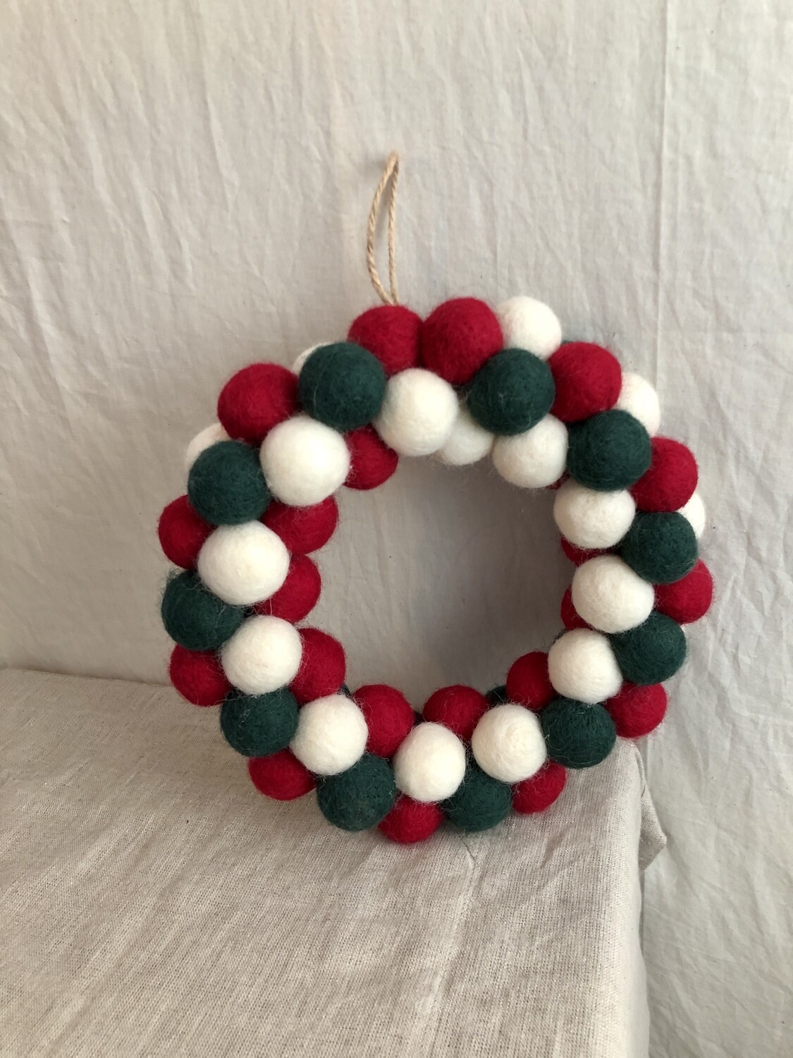 Felt Red/Green/White Ball Wreath