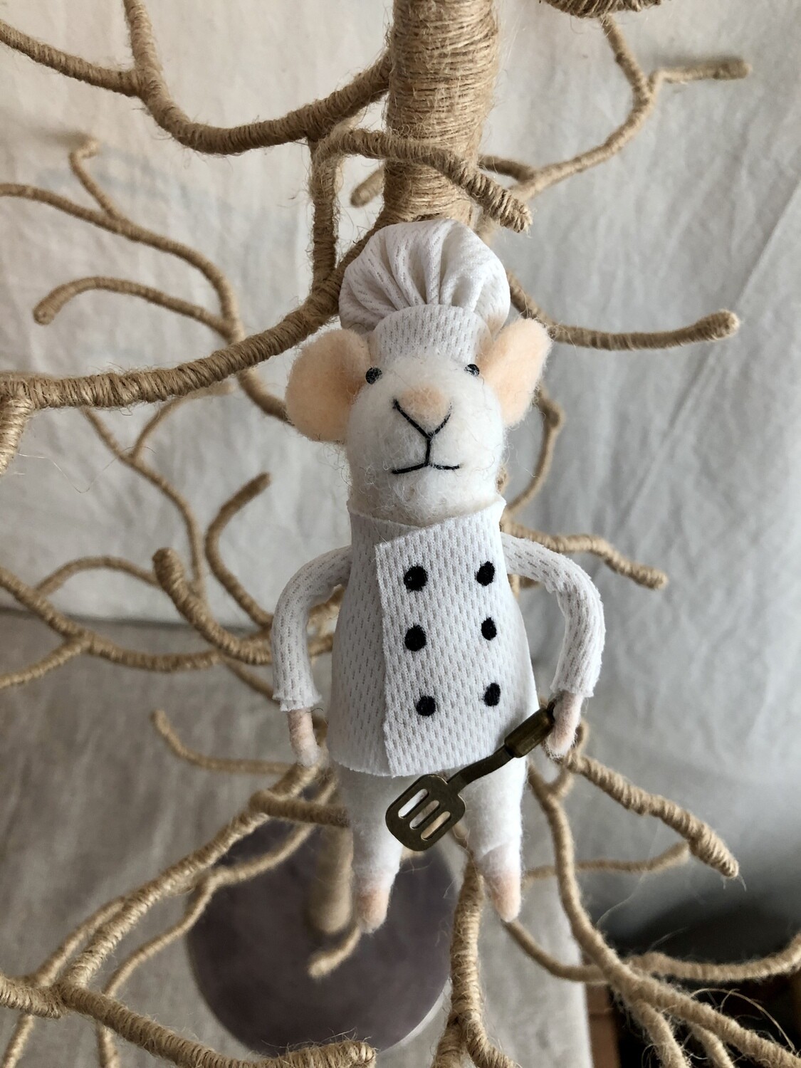Felt Mouse w/Chef Jacket Ornament