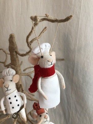 Felt Mouse w/Chef Apron Ornament