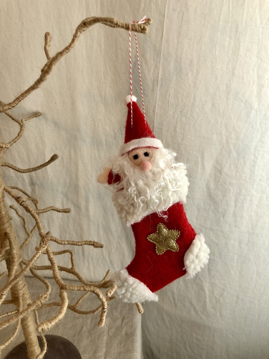 Felt Santa in Stocking Ornament