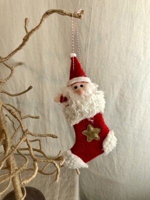 Felt Santa in Stocking Ornament