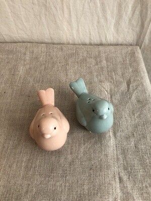 Ceramic Bird Blue/Pink Salt &amp; Pepper