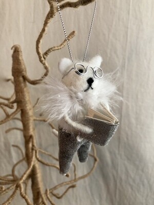 Felt Bear w/Silver Glitter Pants Ornament
