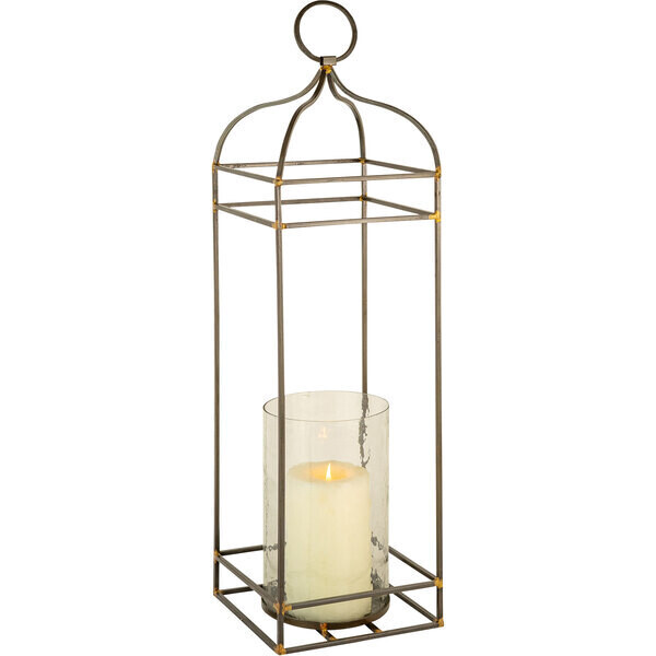 Iron Lantern w/Glass Hurricane w/Feet