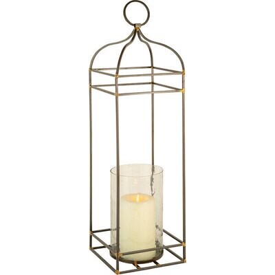 Iron Lantern w/Glass Hurricane w/Feet
