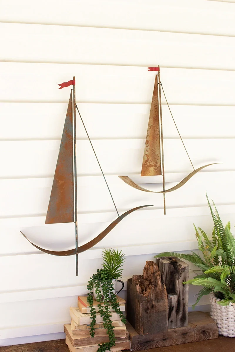 Painted Metal Sailboat Wall Hanging Sm