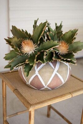 Ceramic Urn with Grid 15&quot;d x 8&quot;t