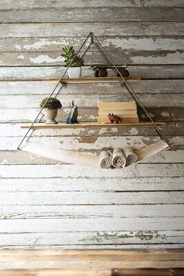 Triangle Metal w/Recycled Wood Shelves &amp; Canvas Sling