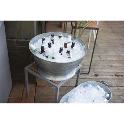 Large Zinc Party Bowl w/Brass Bead Rim