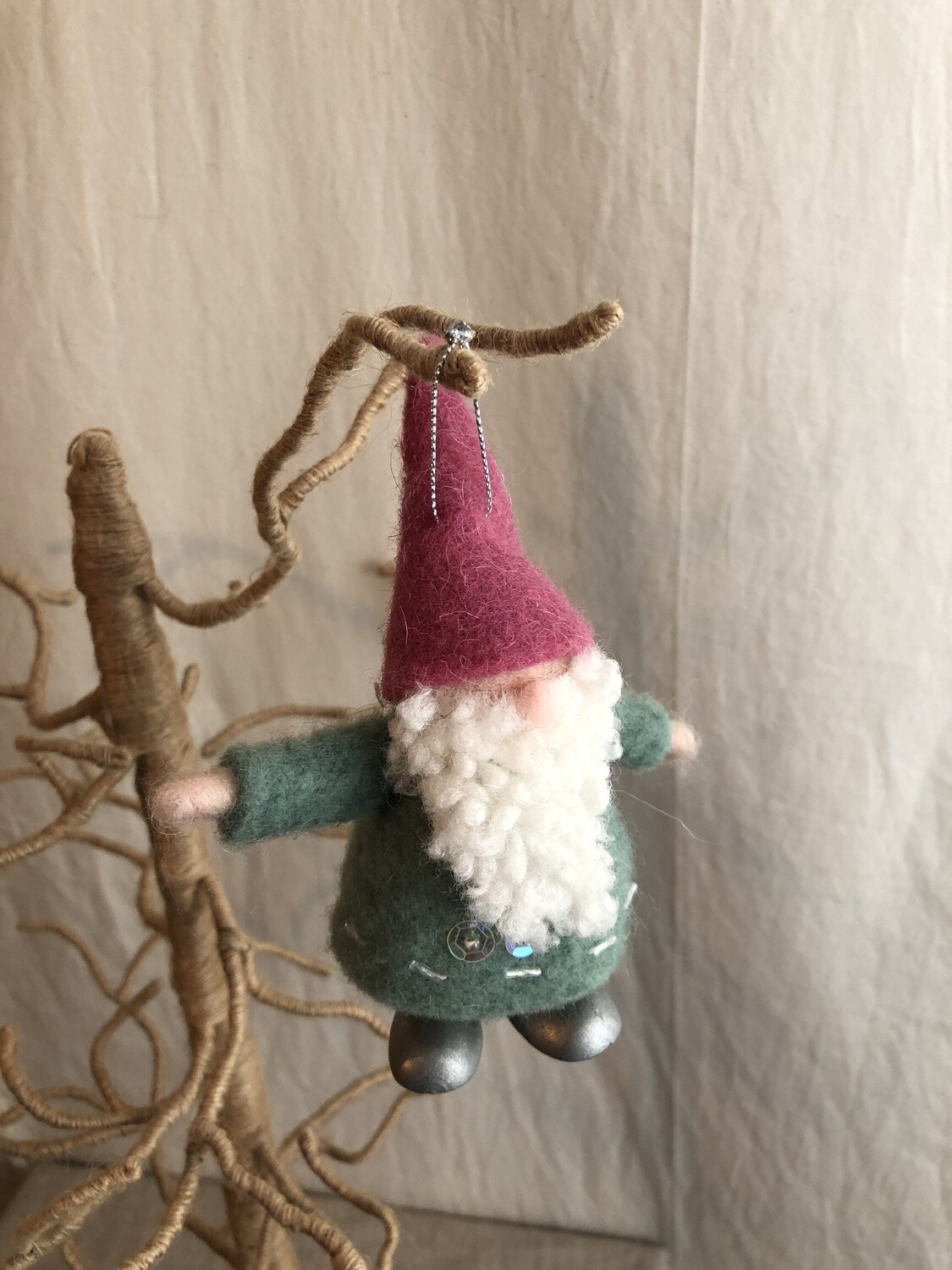 Felt Pastel Gnome Ornament - Green