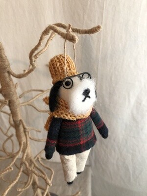 Felt Dog w/Plaid Sweater Ornament