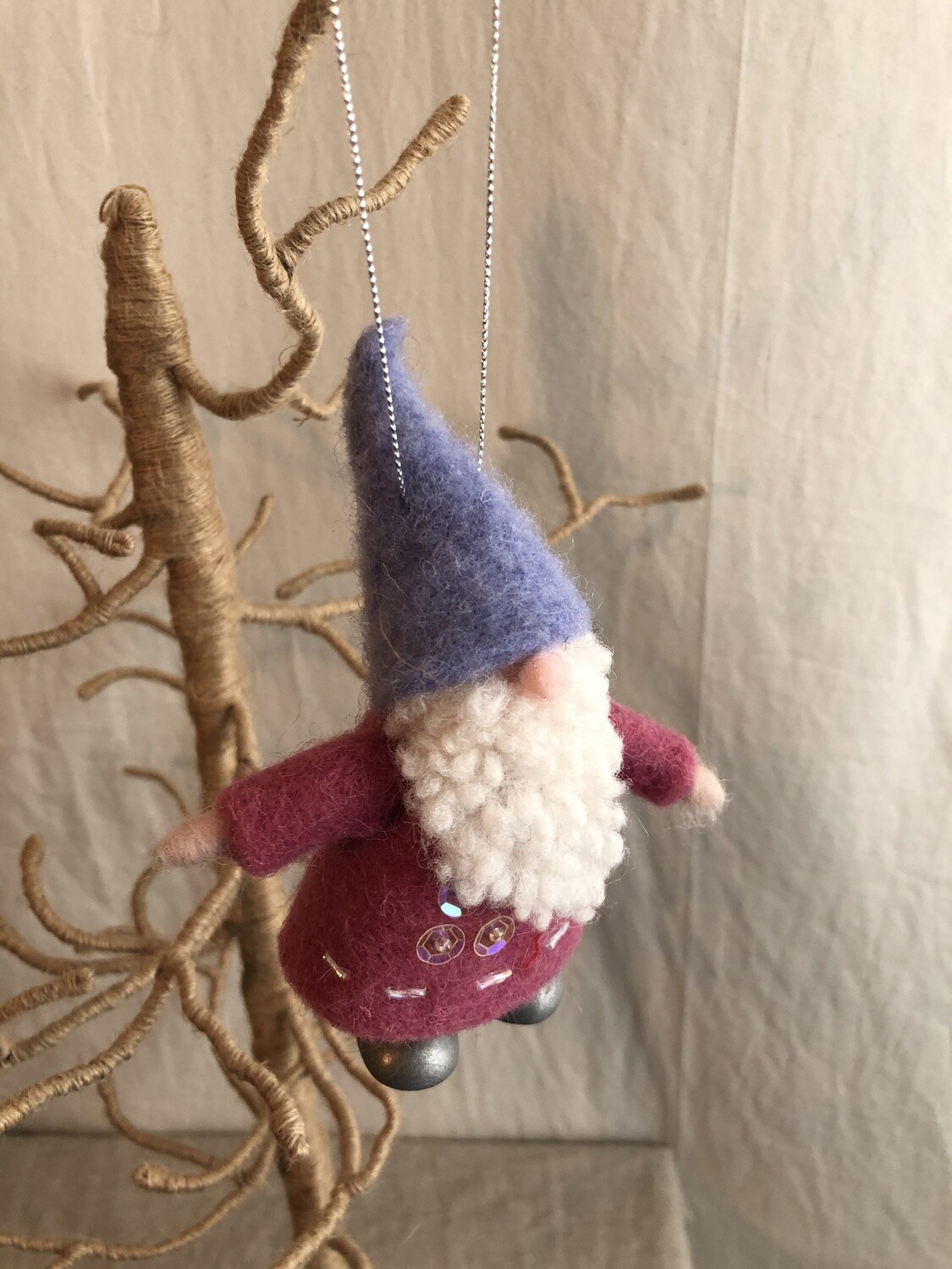 Felt Pastel Gnome Ornament - Purple