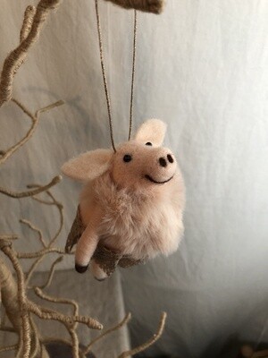 Felt Momma Piggy w/Gold Glitter Skirt Ornament