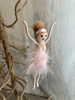 Felt Ballerina w/Pink Tutu Ornament
