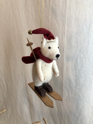 Felt Bear on Skis Ornament