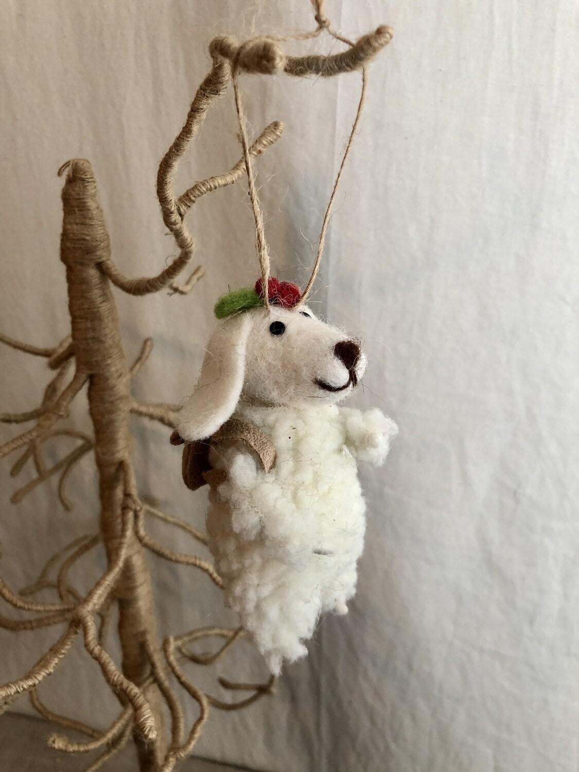 Felt Sheep Dog w/Backpack Ornament